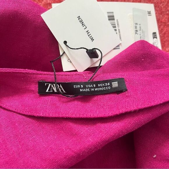 Zara Fushia Purple Linen Blend Halter Maxi Summer Party Wedding Dress - Picture 13 of 16